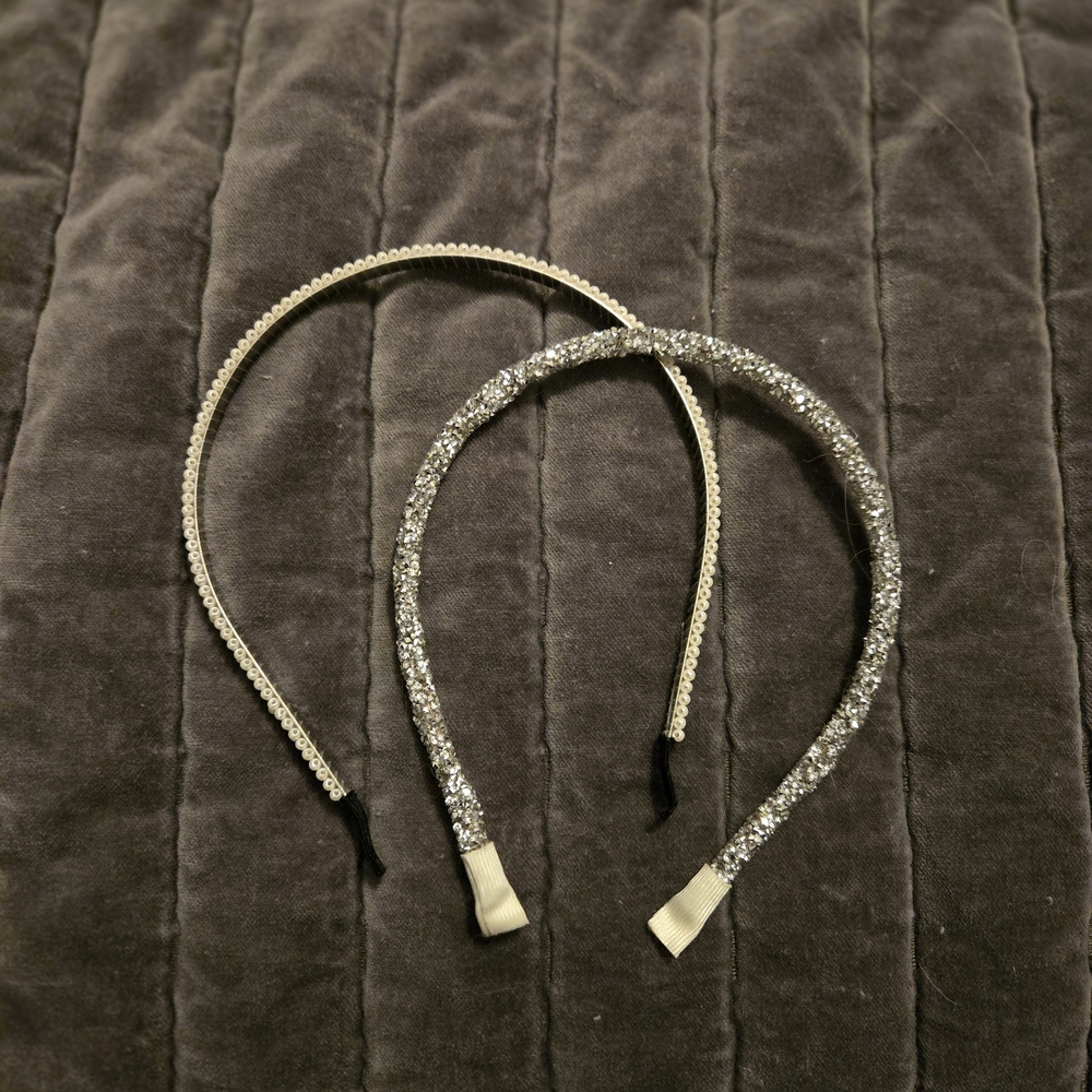 Elegant Silver and Cream Headband Set